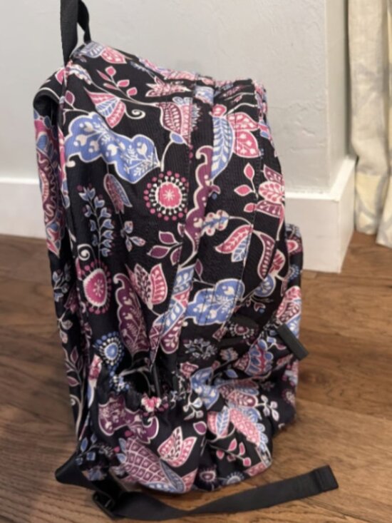 Vera bradley backpack large in alpine floral purple blue print minor damage